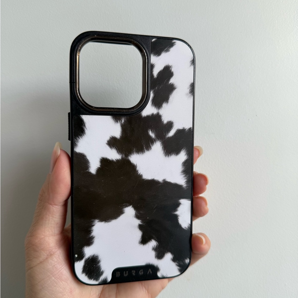 Burga Black and White Cow Print iPhone 16 Pro Case